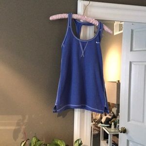 Blue fitted workout top